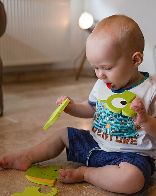 Bo Jungle Set of 3 Animal Sticker Puzzles - Tiger Hippopotamus Frog - 3+ Years Puzzles