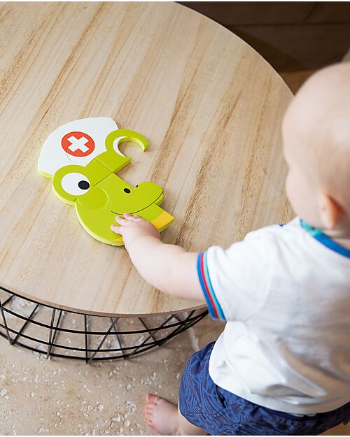 Bo Jungle Set of 3 Animal Sticker Puzzles - Tiger Hippopotamus Frog - 3+ Years Puzzles