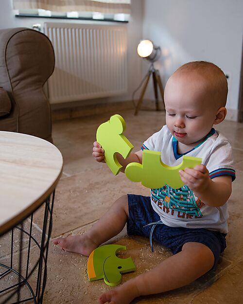 Bo Jungle Set of 3 Animal Sticker Puzzles - Tiger Hippopotamus Frog - 3+ Years Puzzles