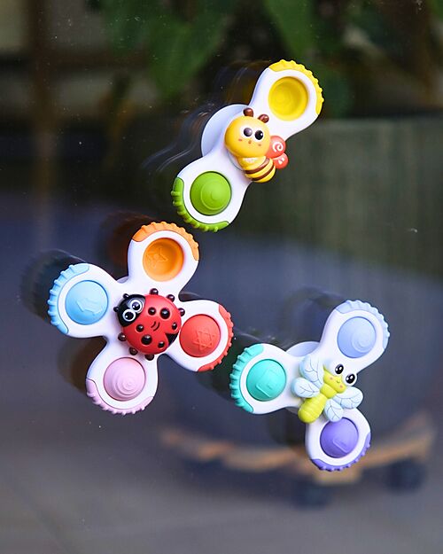 Bo Jungle Set of 3 Spinners with Suction Cup - Silicone - 12+ Months Sensory Games_
