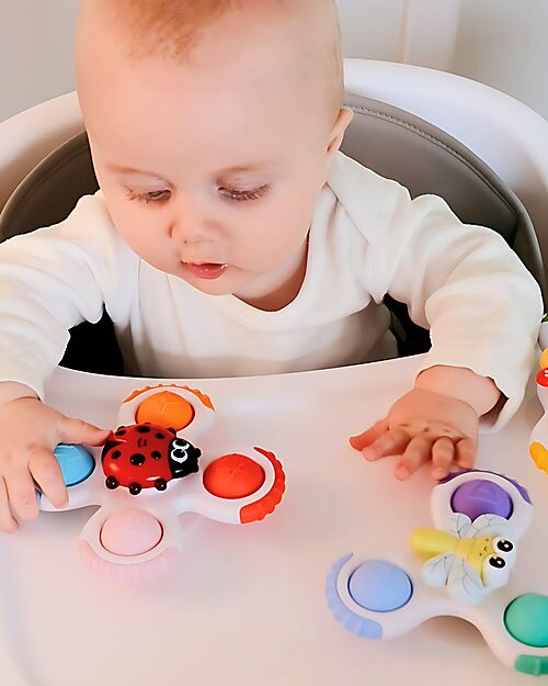 Bo Jungle Set of 3 Spinners with Suction Cup - Silicone - 12+ Months Sensory Games_