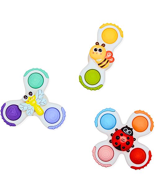 Bo Jungle Set of 3 Spinners with Suction Cup - Silicone - 12+ Months Sensory Games_