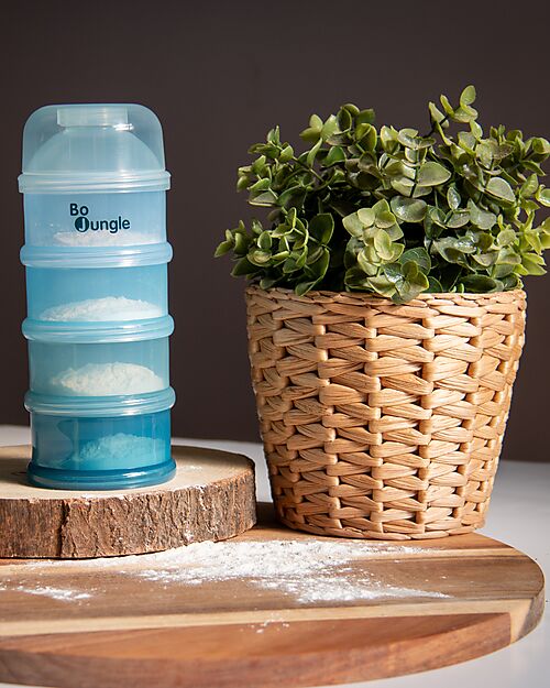 Bo Jungle Stackable Milk Powder or Snack Container - Classy Blue - with 4 Airtight Compartments Food Containers