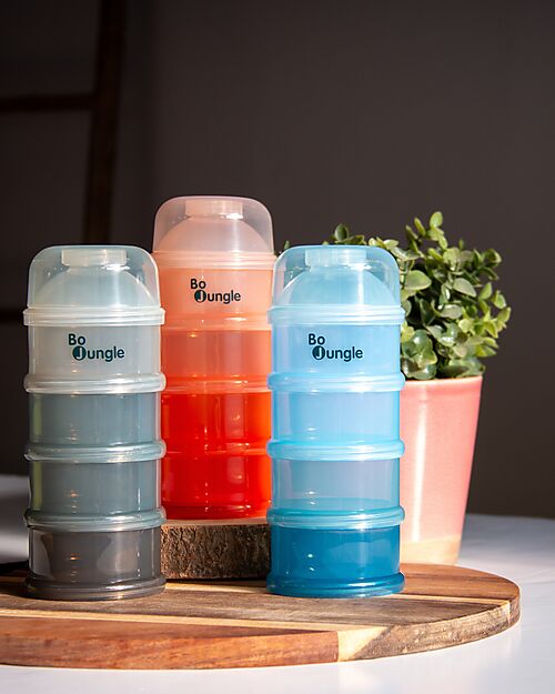 Bo Jungle Stackable Milk Powder or Snack Container - Classy Blue - with 4 Airtight Compartments Food Containers
