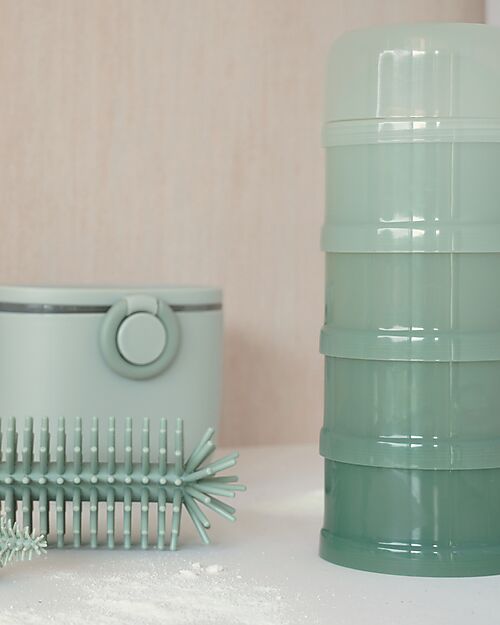Bo Jungle Stackable Milk Powder or Snack Container - Jade - With 4 Airtight Compartments Food Containers