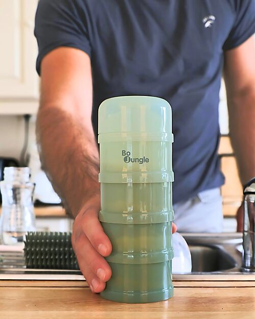 Bo Jungle Stackable Milk Powder or Snack Container - Jade - With 4 Airtight Compartments Food Containers