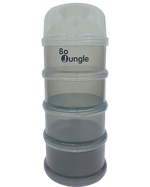 Bo Jungle Stackable Milk Powder or Snack Container - Shady Grey - With 4 Airtight Compartments Food Containers