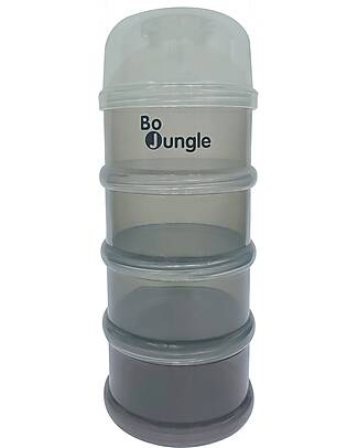 Bo Jungle Stackable Milk Powder or Snack Container - Shady Grey - With 4 Airtight Compartments Food Containers