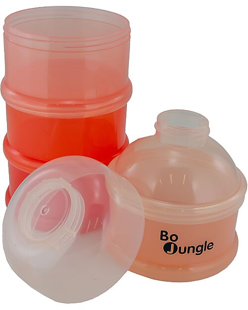 Bo Jungle Stackable Milk Powder or Snack Container - Tinted Terracotta - With 4 Airtight Compartments Food Containers