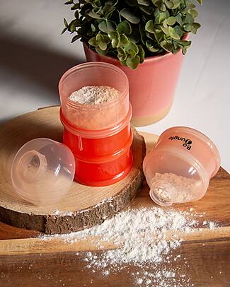 Bo Jungle Stackable Milk Powder or Snack Container - Tinted Terracotta - With 4 Airtight Compartments Food Containers