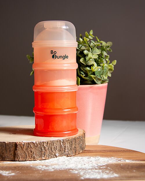 Bo Jungle Stackable Milk Powder or Snack Container - Tinted Terracotta - With 4 Airtight Compartments Food Containers