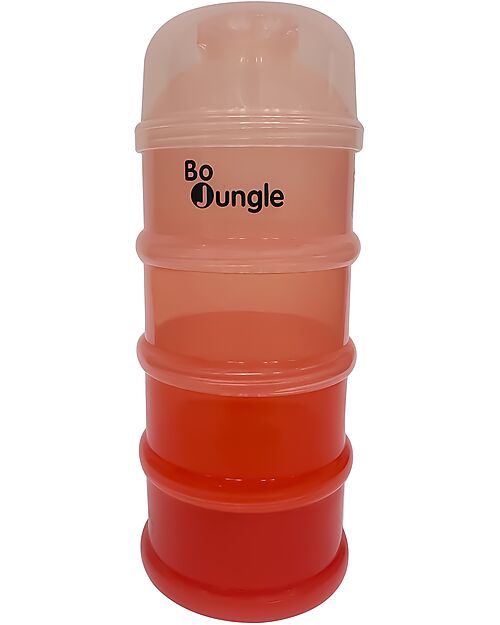 Bo Jungle Stackable Milk Powder or Snack Container - Tinted Terracotta - With 4 Airtight Compartments Food Containers