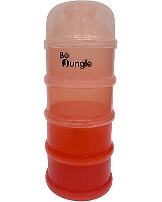 Bo Jungle Stackable Milk Powder or Snack Container - Tinted Terracotta - With 4 Airtight Compartments Food Containers