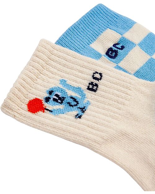 Bobo Choses 2 Pack Checherboard and Cat Long Socks - Cotton Socks