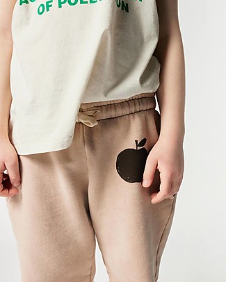Bobo Choses Apple Jogging Pants - Coffee and Milk - 100% Organic Cotton Trousers