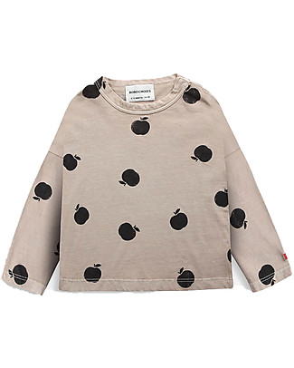 Bobo Choses Apple Long Sleeve Sweater - Coffee and Milk - 100% Organic Cotton Long Sleeves Tops