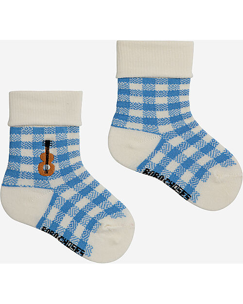 Bobo Choses Baby Acoustic Guitar Body and Vichy Accesorios Set - Light Blue - Cotton Short Sleeves Bodies