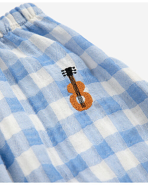 Bobo Choses Baby Acoustic Guitar Body and Vichy Accesorios Set - Light Blue - Cotton Short Sleeves Bodies