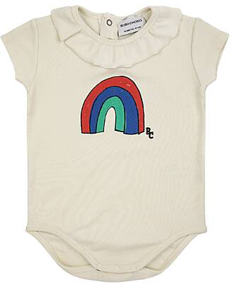 Bobo Choses Baby Rainbow Ruffle Collar Body - Offwhite - Organic Cotton Short Sleeves Bodies