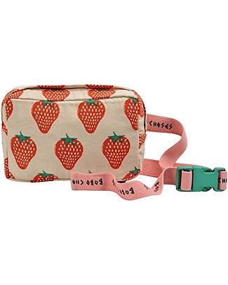 Bobo Choses Belt Pouch - Strawberry All Over - 18 x 11.5 x 6 cm - 100% Organic Cotton Pouch