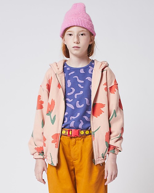 Bobo Choses Big Flowers All Over zipped hoodie - Rose cloud - 100% Organic cotton Sweatshirts