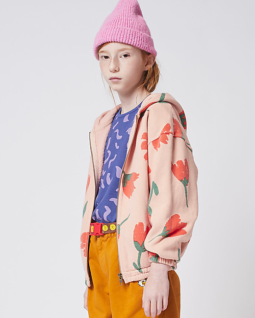 Bobo Choses Big Flowers All Over zipped hoodie - Rose cloud - 100% Organic cotton Sweatshirts