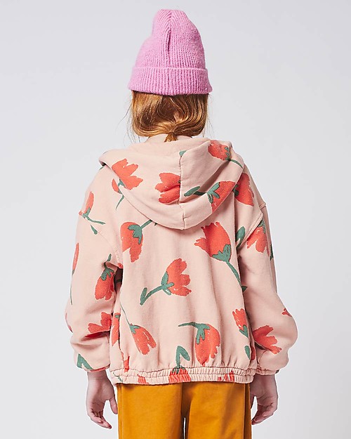 Bobo Choses Big Flowers All Over zipped hoodie - Rose cloud - 100% Organic cotton Sweatshirts