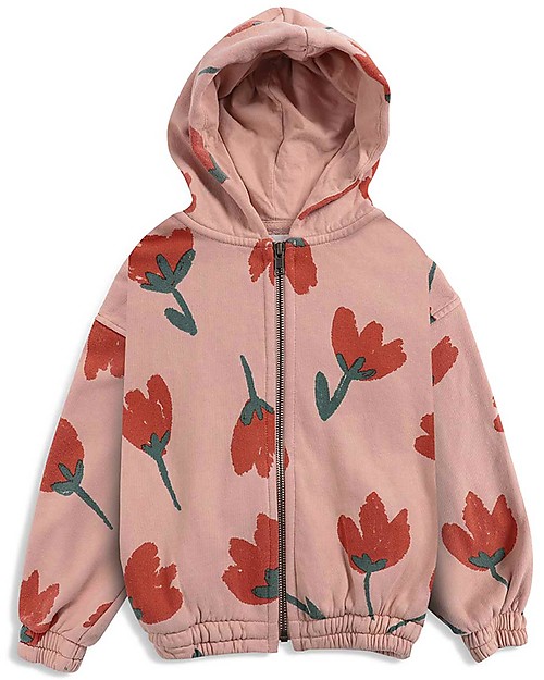 Bobo Choses Big Flowers All Over zipped hoodie - Rose cloud - 100% Organic cotton Sweatshirts