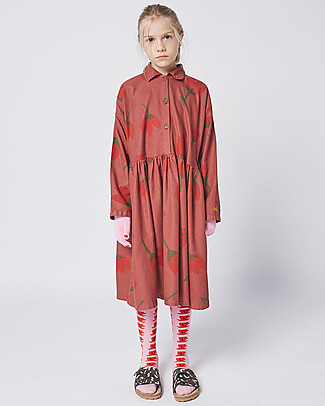 Bobo Choses Big Flowers woven buttoned dress - Tandori spice - Organic cotton and Ecover fiber Dresses_