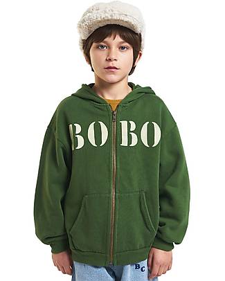 Bobo Choses Bobo White Hooded Sweatshirt - Dark Green - 100% Organic Cotton Sweatshirts