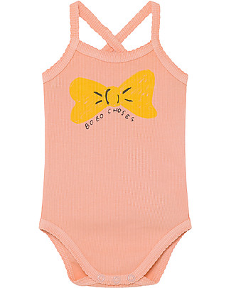 Bobo Choses Bow Sleeveless Body - Elasticated Organic Cotton Short Sleeves Bodies