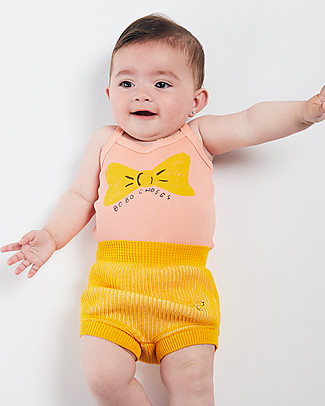 Bobo Choses Bow Sleeveless Body - Elasticated Organic Cotton Short Sleeves Bodies