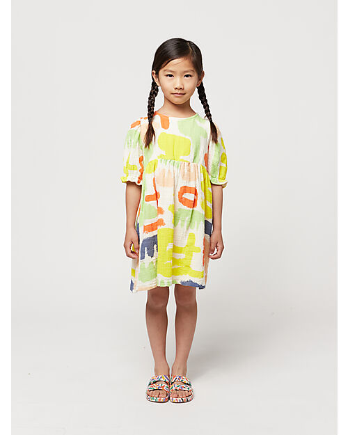 Bobo Choses Carnival All Over Puffed Sleeve Woven Dress - Offwhite - 100% Cotton Dresses_