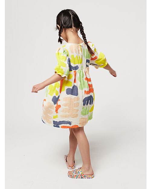 Bobo Choses Carnival All Over Puffed Sleeve Woven Dress - Offwhite - 100% Cotton Dresses_