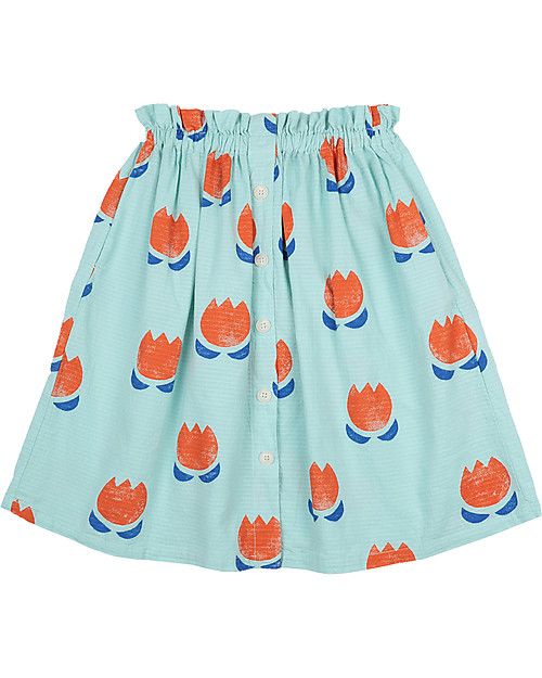 Bobo Choses Chocolate Flowers Buttoned Skirt - Grossamer Green - 100% organic cotton Skirts