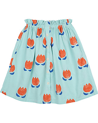 Bobo Choses Chocolate Flowers Buttoned Skirt - Grossamer Green - 100% organic cotton Skirts