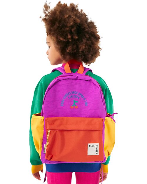 Bobo Choses Color Block Backpack - Cherry - Multicolor - 100% Recycled Material Backpack