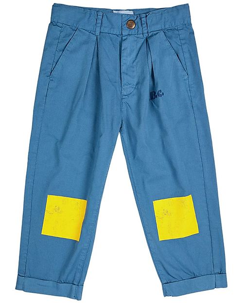 Bobo Choses Color Block Chino Pants - Prussian Blue - 100% Organic Cotton Trousers