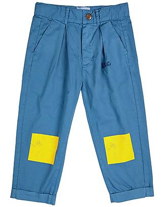 Bobo Choses Color Block Chino Pants - Prussian Blue - 100% Organic Cotton Trousers