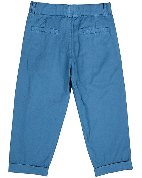 Bobo Choses Color Block Chino Pants - Prussian Blue - 100% Organic Cotton Trousers