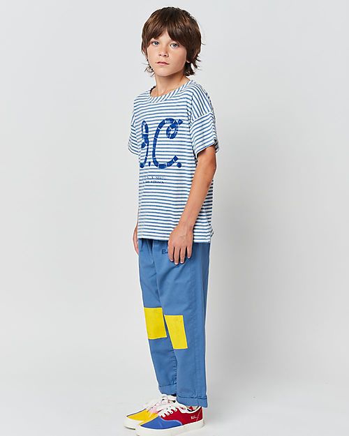 Bobo Choses Color Block Chino Pants - Prussian Blue - 100% Organic Cotton Trousers