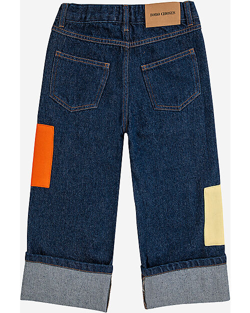 Bobo Choses Color Block Patch Denim Pants - Navy Blue - Cotton Jeans