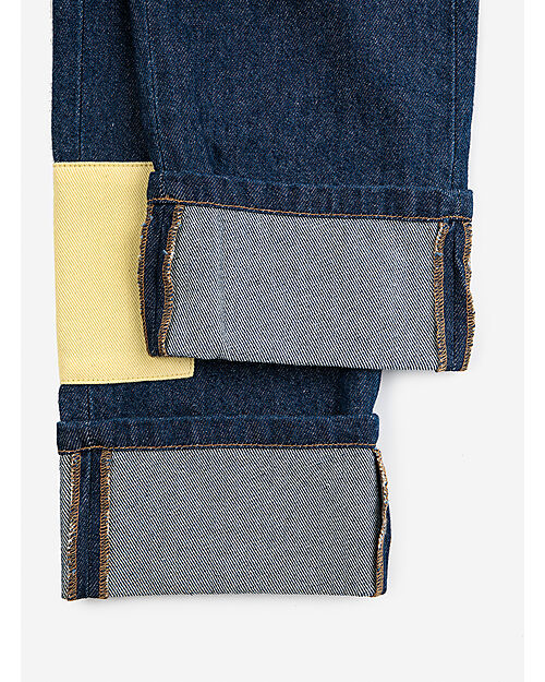 Bobo Choses Color Block Patch Denim Pants - Navy Blue - Cotton Jeans