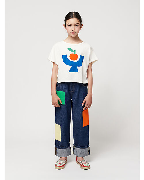 Bobo Choses Color Block Patch Denim Pants - Navy Blue - Cotton Jeans