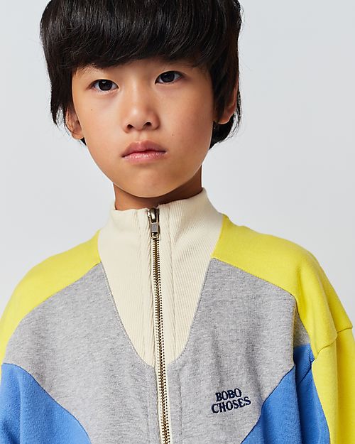 Bobo Choses Color Block Zipped Sweatshirt - Multicolor - Organic Cotton Sweatshirts