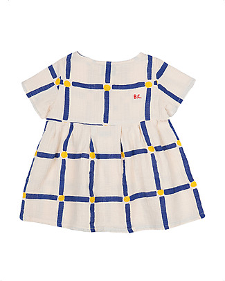 Bobo Choses Cube Buttoned Dress - White Swan - 100% Organic Cotton Dresses