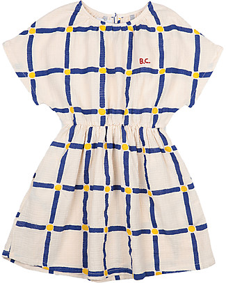 Bobo Choses Cube Woven Dress - White Swan - 100% Organic Cotton Dresses