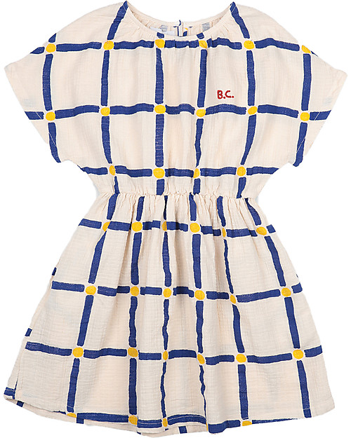 Bobo Choses Cube Woven Dress - White Swan - 100% Organic Cotton Dresses_
