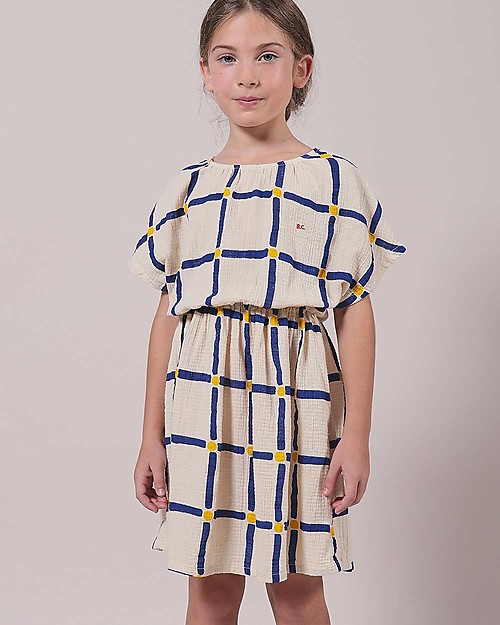 Bobo Choses Cube Woven Dress - White Swan - 100% Organic Cotton Dresses_