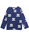 Bobo Choses Cup Of Tea All Over buttoned T-shirt - Royal blue - 100% Organic cotton Long Sleeves Tops